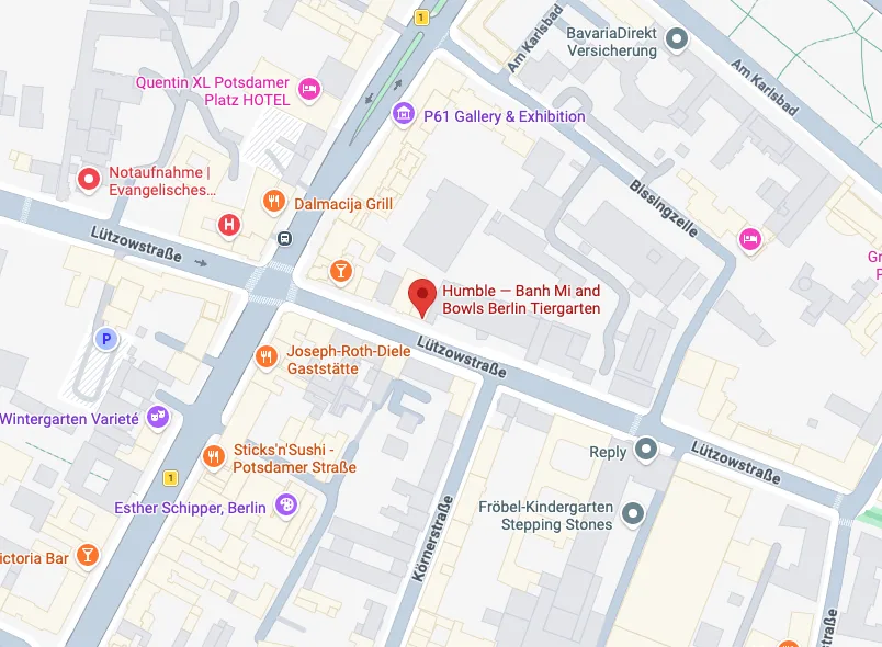 Karte mit Standort von Humble Berlin in der Lützowstraße 19, 10785 Berlin-Tiergarten